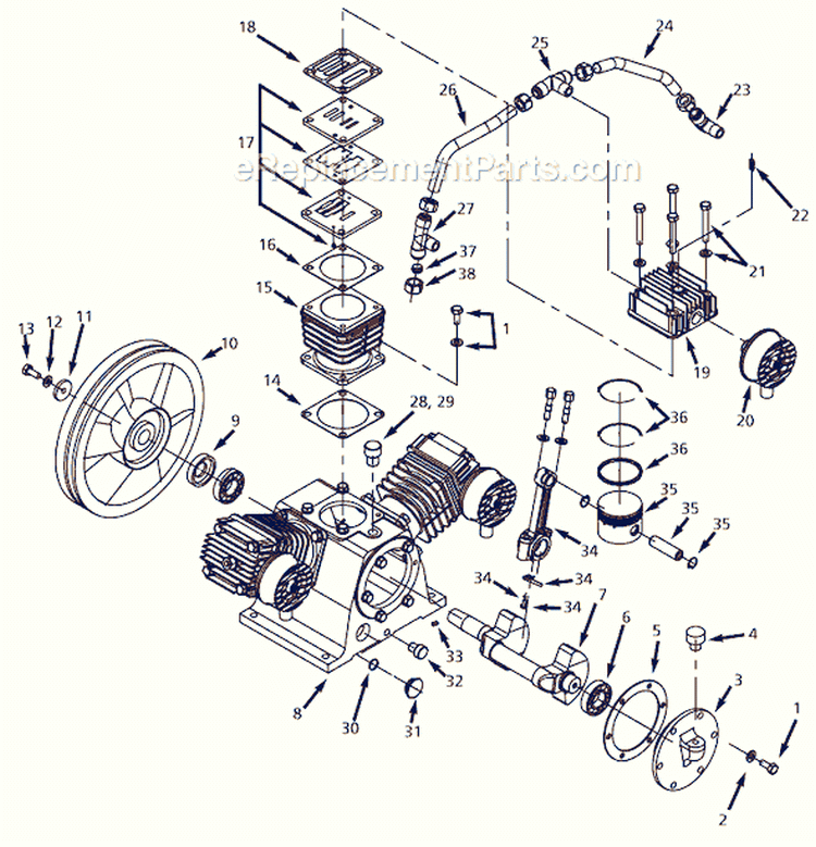 Page B Diagram and Parts List for DP461000AJ 2005 Campbell Hausfeld Compressor
